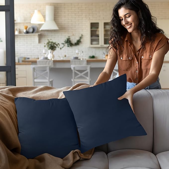 Utopia Bedding 18x18 Pillow Inserts, Set of 2, Navy – Indoor Decorative Throw Pillows for Bed, Sofa & Couch – Soft, Supportive & Fluffy Cushion Inserts