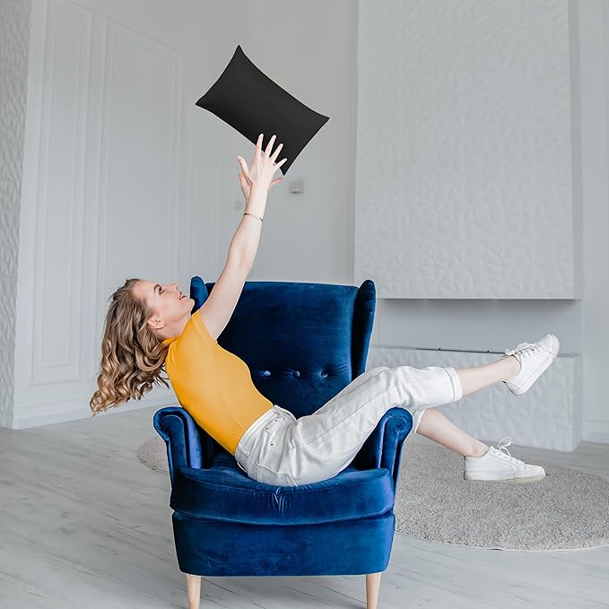 Utopia Bedding 12x20 Pillow Inserts, Set of 2, Black – Indoor Decorative Throw Pillows for Bed, Sofa & Couch – Soft, Supportive & Fluffy Cushion Inserts