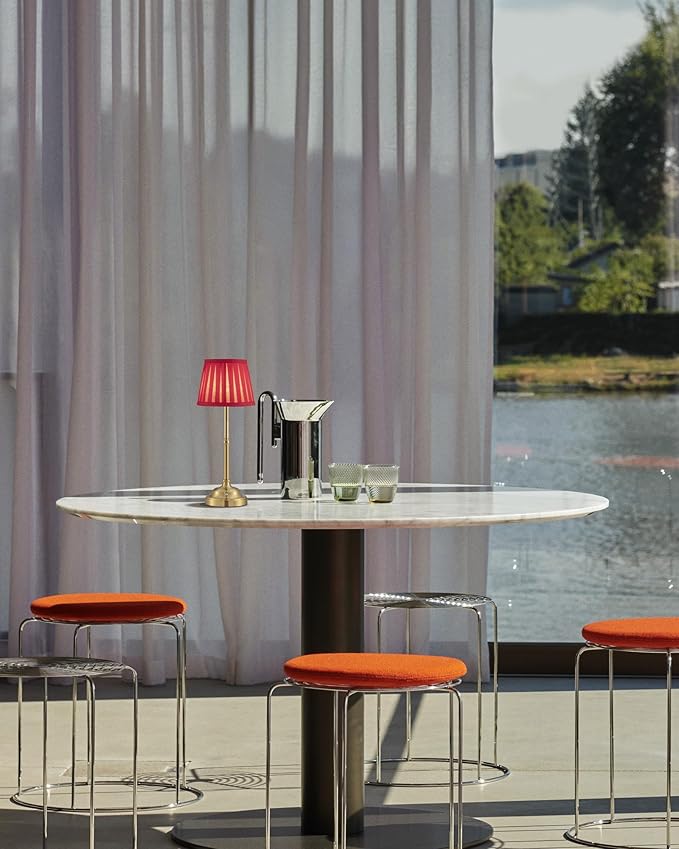 KDG Cordless LED Table Lamp Set of 2, Portables Fabric Shade Desk Lamps, 4000mAh Rechargeable Battery Powered Lighting, Dimmable Light for Dining Room, Bedroom, Bedside, Night Light, Balcony (Red)