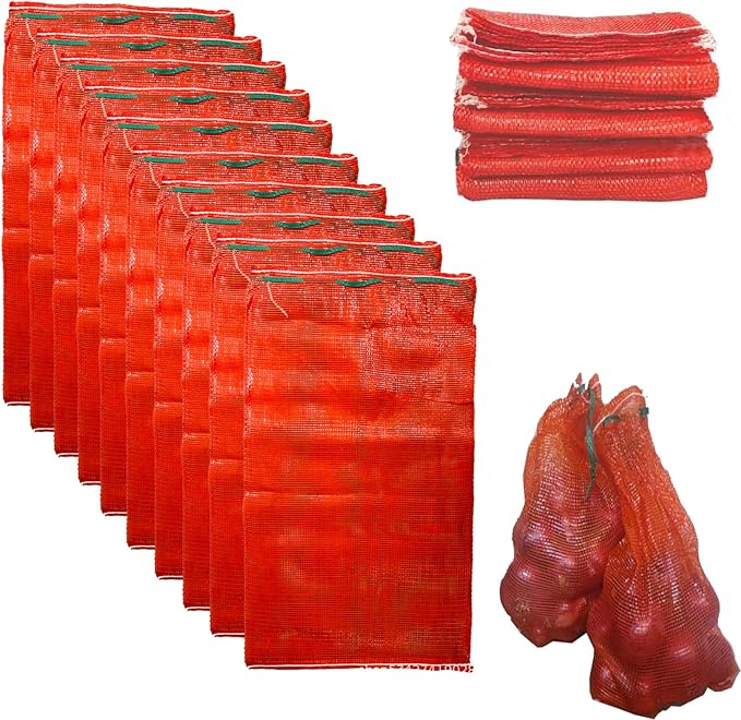 Mesh Onion Bags-50 Pack Reusable Vegetable Storage Bags with Drawstring, Breathable Mesh Produce Bags for Potatoes, Onions, Garlic, Fruits, Fresh for Kitchen Pantry Organization (Pack of 50)