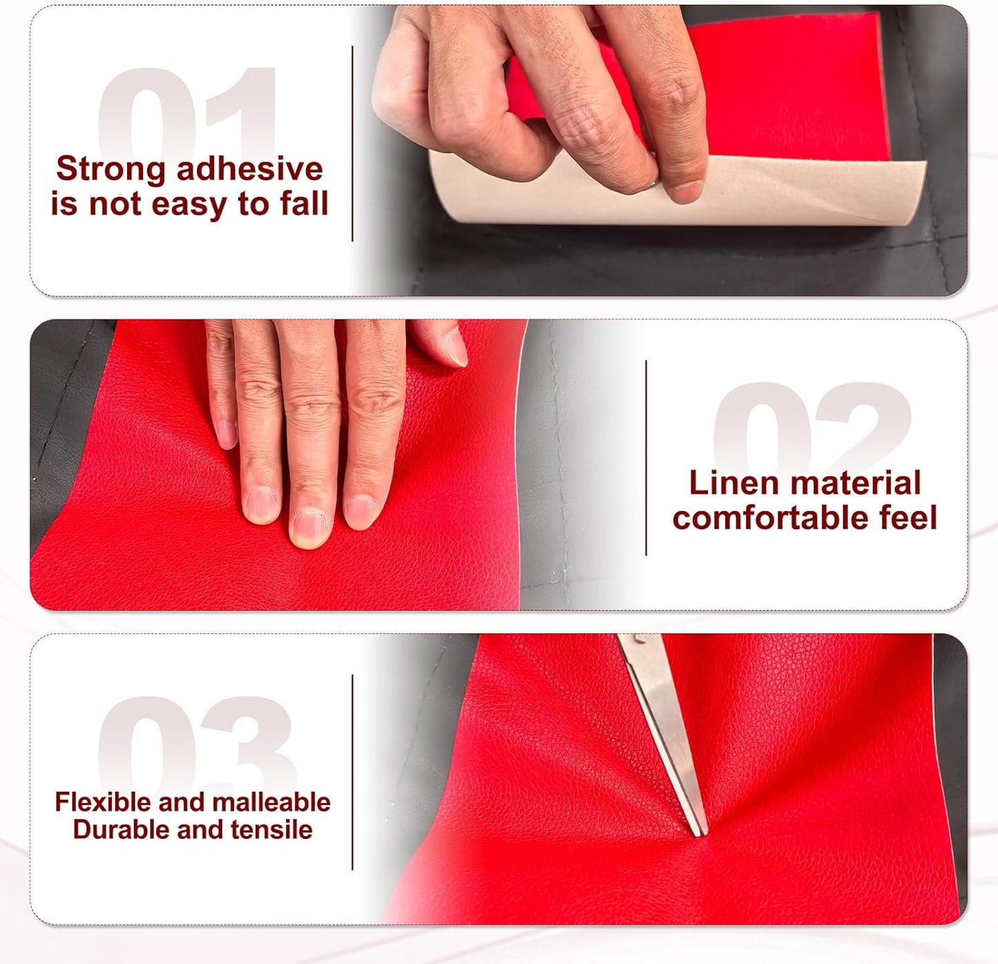 PATIKIL Leather Patches Tape for Furniture, 3.2 x 61 Inch Self Adhesive Vinyl Leather Repair Kit Cover Sheet for Couch, Sofa, Car Seats, Office Chair, Rice Apricot