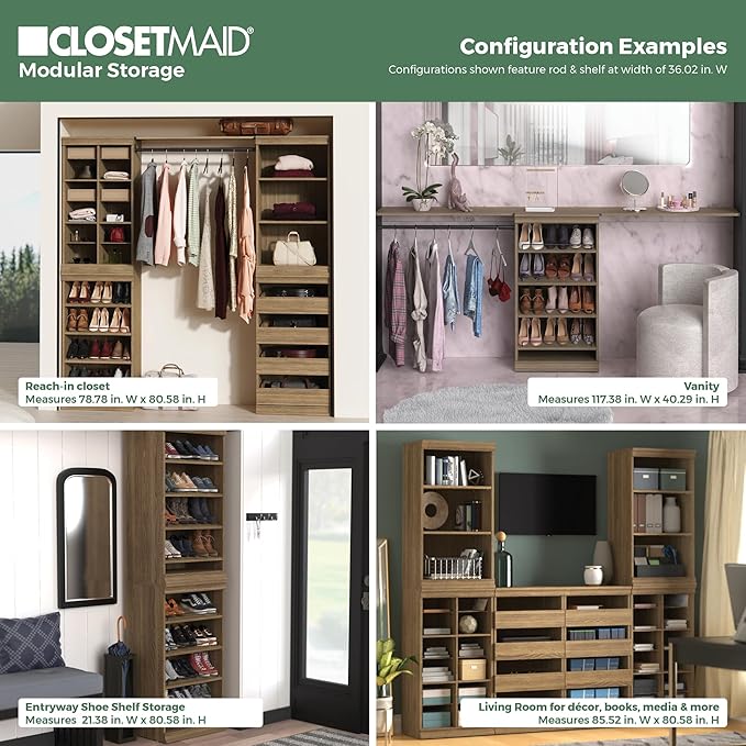 ClosetMaid Modular Storage Stackable 3-Shelf Unit, Sand