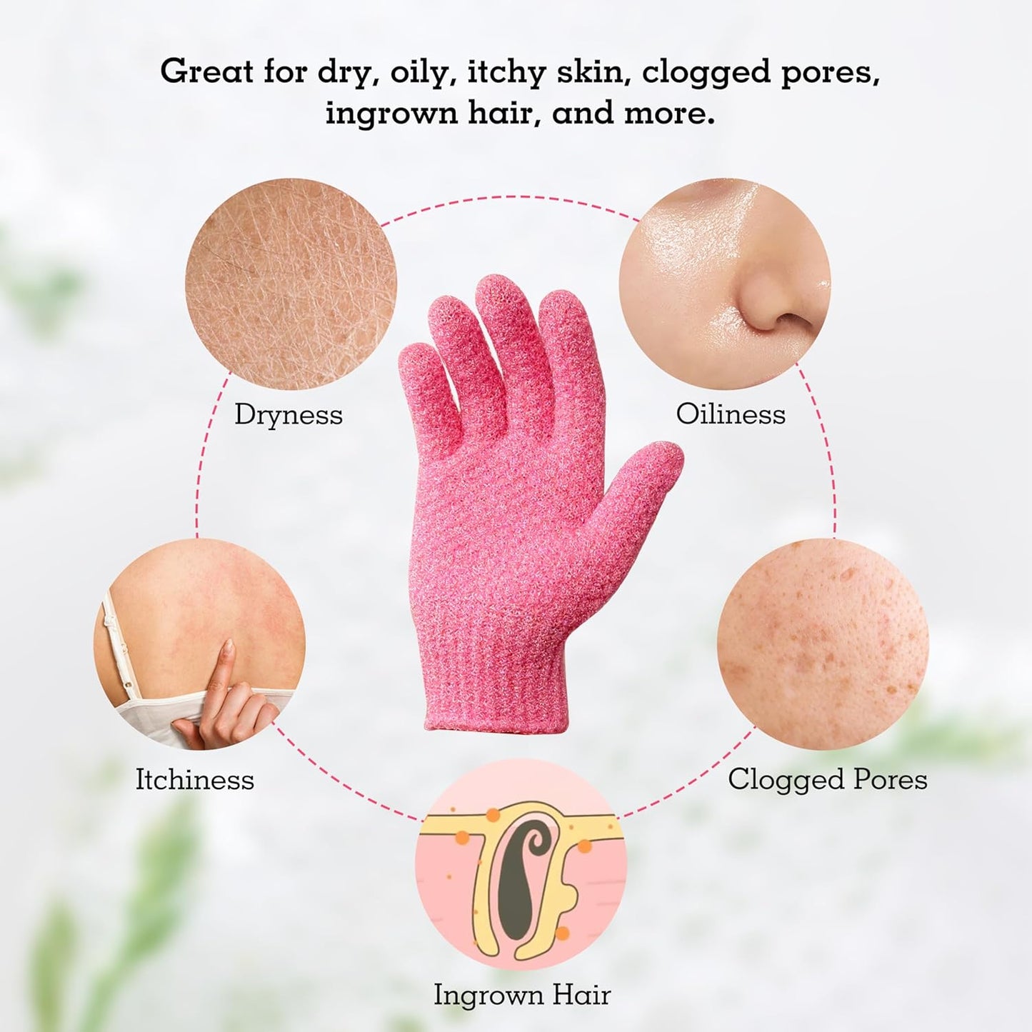 Evridwear Exfoliating Gloves for Shower, 100% Nylon Thick Soft Medium Heavy Bathing Gloves Dead Skin Remover Body Scrubber Smooth Skin with Hang Loop, 3 Pairs Heavy Hot Pink