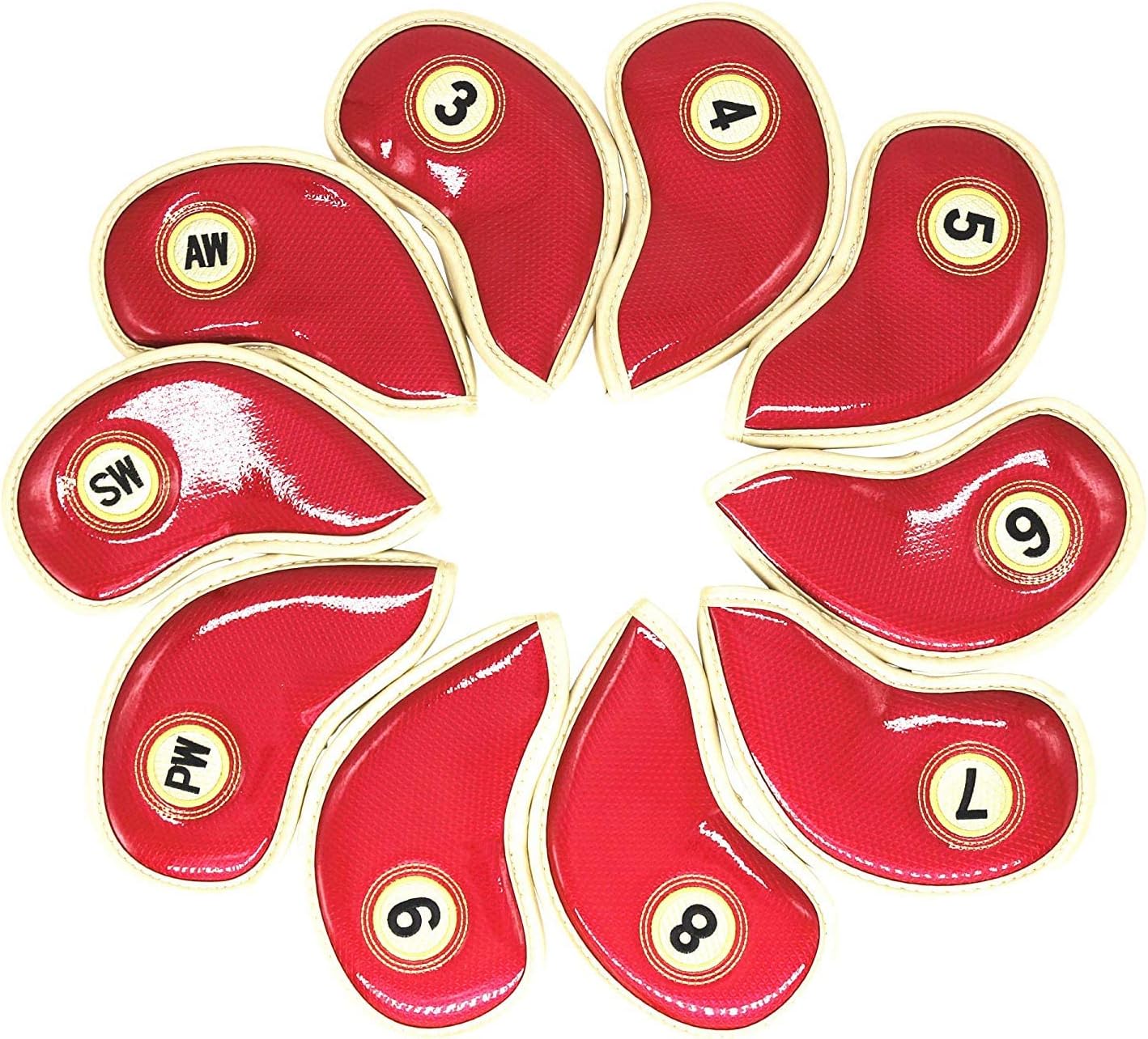 HISTAR 10pcs Crystal Pu Leather Golf Iron Head Covers Set Iron Club Headcover