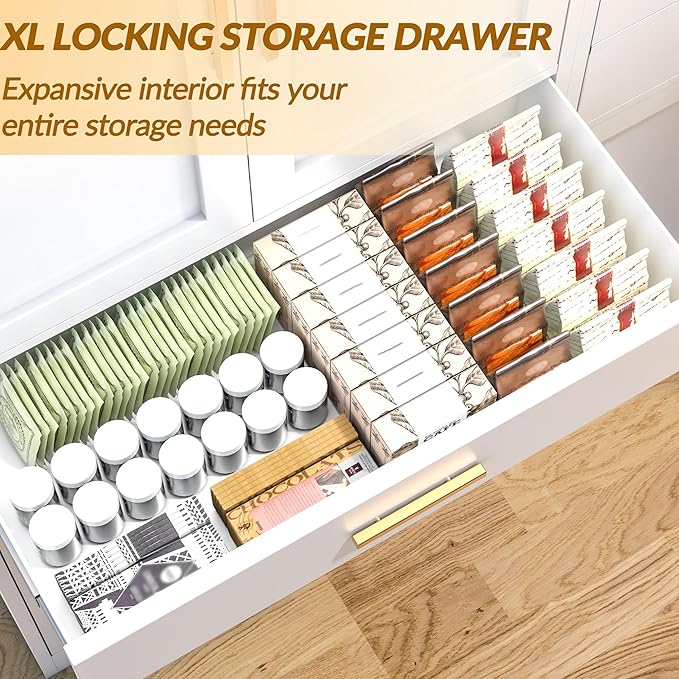 Kitchen Pantry Cabinet,71” Metal Tall Pantry Storage Cabinet with Doors 2 Adjustable Shelves and a Drawer,Kitchen Storage Cabinets White Freestanding Food Cabinet for Pantries, Kitchen, Dining Room