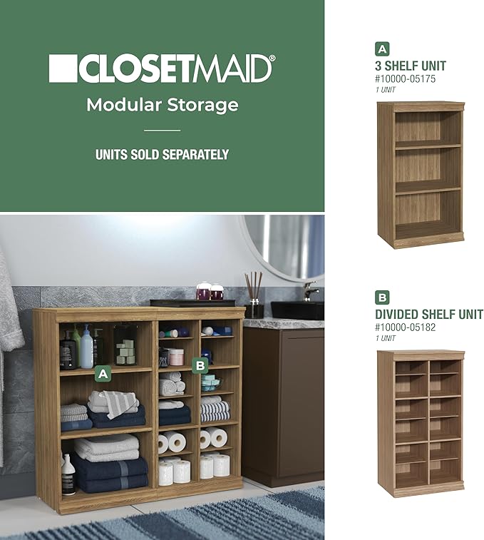 ClosetMaid Modular Storage Stackable 3-Shelf Unit, Sand