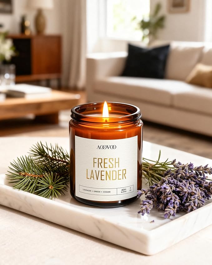AOOVOO Candle Set - 4PC Scented Candles, 28 oz Soy Candles, Soy Candle for Home Scented, Lavender/Citrus/Rose/Sage