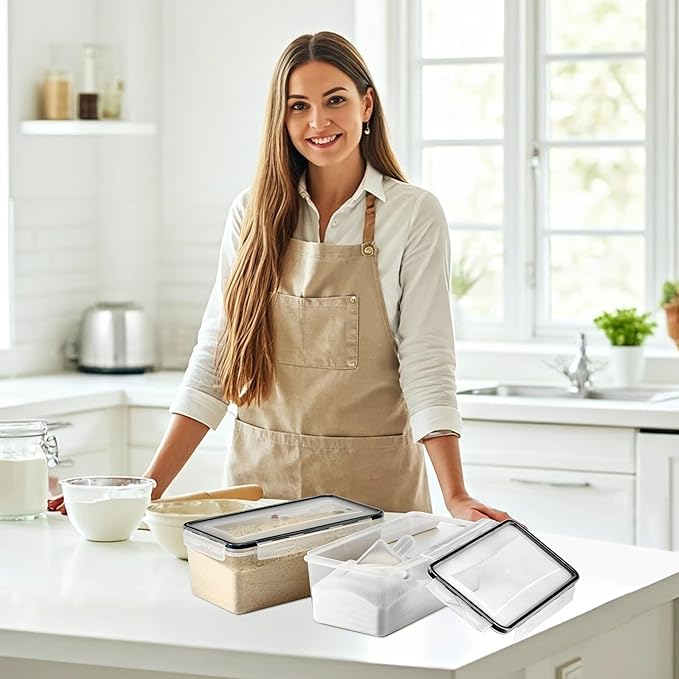 Sorbus Food Storage Containers - Pack of 4 - Air Tight, Four-Way Snap Lids Keeps Food Fresh - Store Cereal, Pasta, Flour, Nuts, Candy - Durable Plastic Kitchen Pantry Bins