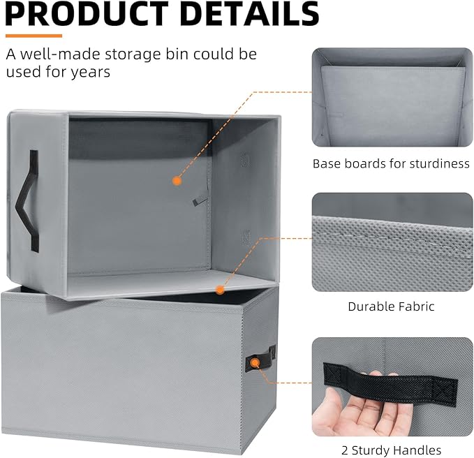 Criusia Large Blanket Storage Basket - 6 Pack Fabric Storage Bins for Closet Shelf, Storage Baskets for Clothes Toys, Home Organization Bins with Handles for Living Room, Nursery, Bedroom