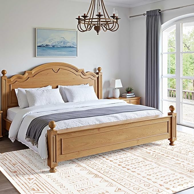 VEVOR 6 x 9 ft Area Rug Large Washable Rug Non-Slip and Tear-Resistant Soft Carpet Pet & Child Friendly Modern Area Rugs Indoor Mat for Bedroom Office Living Room Kids Room Entryway Beige