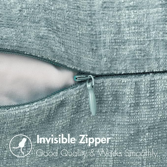 MIULEE Pack of 2 Light Blue Throw Pillow Covers 20x20 Inch Soft Chenille Pillow Covers for Sofa Living Room Spring Home Decor Couch Solid Dyed Cases