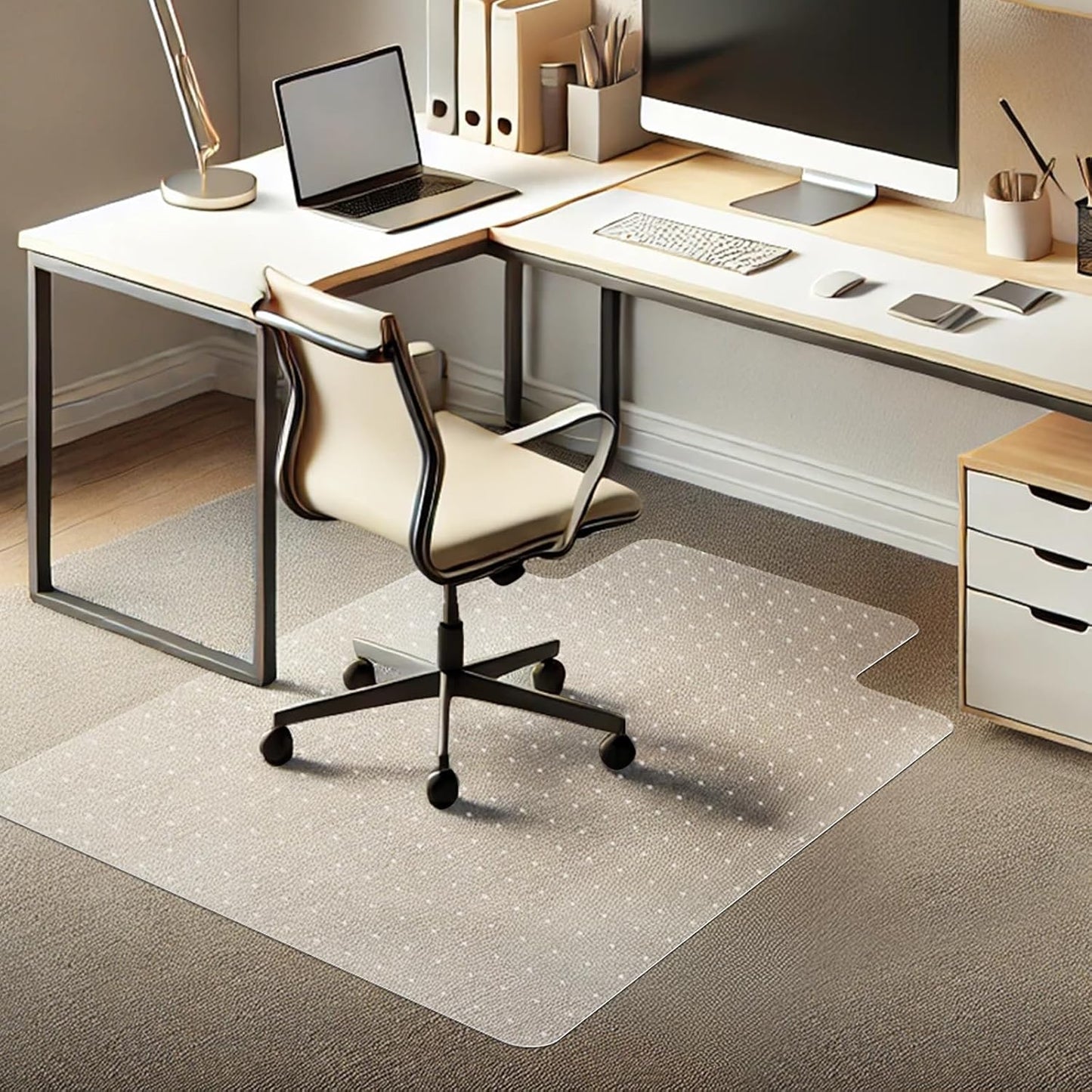 Azadx Chair Mat for Carpet 48"x 36" with Lip Chair Mat for Carpeted Floors, Office Chair Mat for Carpet Protector Floor Mat on Low Pile Carpets Easy Glide Rolling Desk Computer Chair Mat for Home