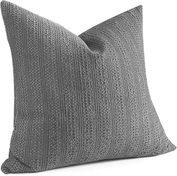 COCOPLOCEUS 1 Piece 26x26 Pillow Cover Stone Washed Decorative Euro Sham Cotton Large Throw Pillow Cover Square Pillowcase for Couch Bed Living Room, Grey