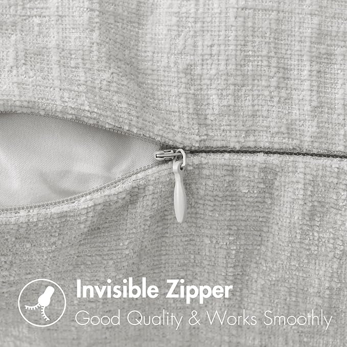 MIULEE Pack of 2 Light Gray Throw Pillow Covers 20x20 Inch Soft Chenille Pillow Covers for Sofa Living Room Couch Solid Dyed Cases