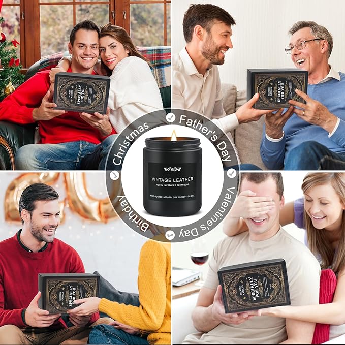 6 Pack Candles for Home Scented Aromatherapy Candles Gifts Set for Mens, Men Candle Set, 42 oz 300 Hour Long Lasting Candles Gifts for Men Birthday, Christmas