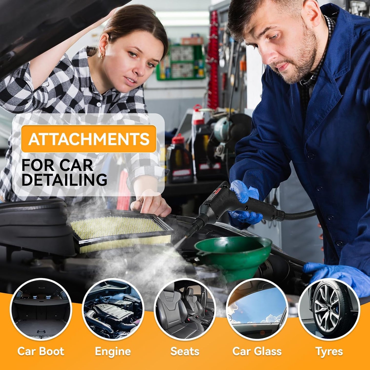 Steam Cleaner for Home, 1500W Handheld Steam Cleaner, 1500ML Water Tank, 6 Levels Adjustable Steam Speeds, Portable Cleaning Steamer for Home, Car Detailing, Bed Bugs, Furniture, Couch