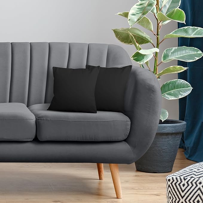 Utopia Bedding 16x16 Pillow Inserts, Set of 2, Black – Indoor Decorative Throw Pillows for Bed, Sofa & Couch – Soft, Supportive & Fluffy Cushion Inserts