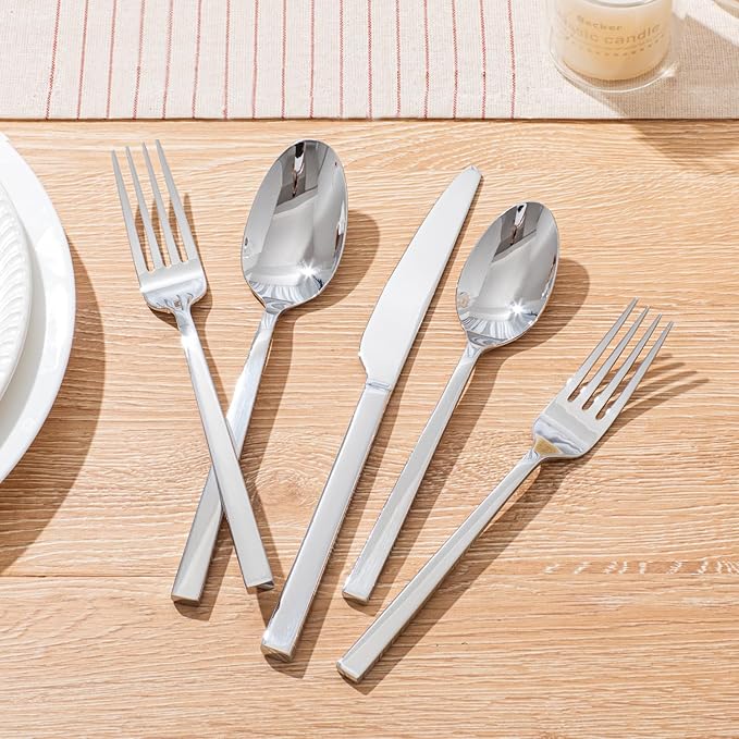 KINGSTONE Silverware Set, 30-Piece Flatware Cutlery Set Premium Stainless Steel, Service for 6, for Kitchen, Home, Wedding, Party, Mirror Polished and Dishwasher Safe