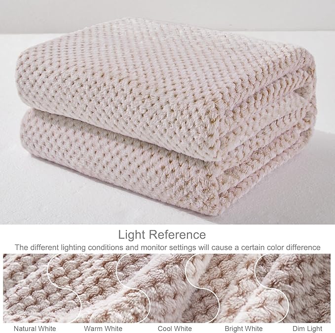 Exclusivo Mezcla Fleece Throw Blanket Extra Large, Super Soft and Warm Blankets for Couch, Sofa and Bed Waffle Textured, Cozy, Fuzzy and Lightweight (Mixed Camel, 50x70 Inches)