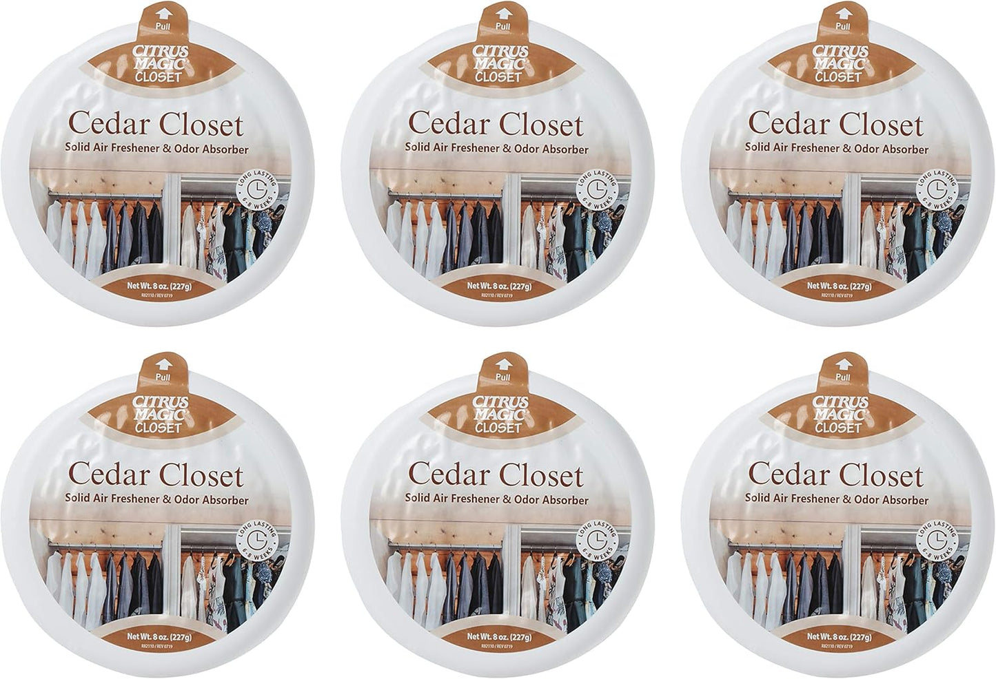 Citrus Magic For Closets Odor Absorbing Solid Air Freshener, Cedar, 8-Ounce, Pack of 6 - CASE