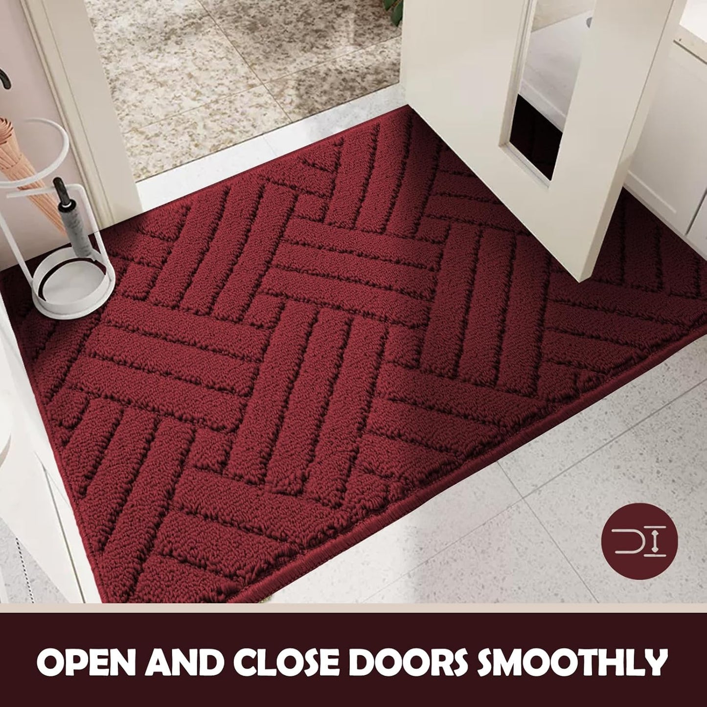 Door Mat Indoor Doormat, Entryway Rug Door Mats Non-Slip Rubber Backing, Low-Profile Entrance Rugs, Absorbent Resist Dirt Doormats Inside Floor Door mat for Entryway Red 24"x36"