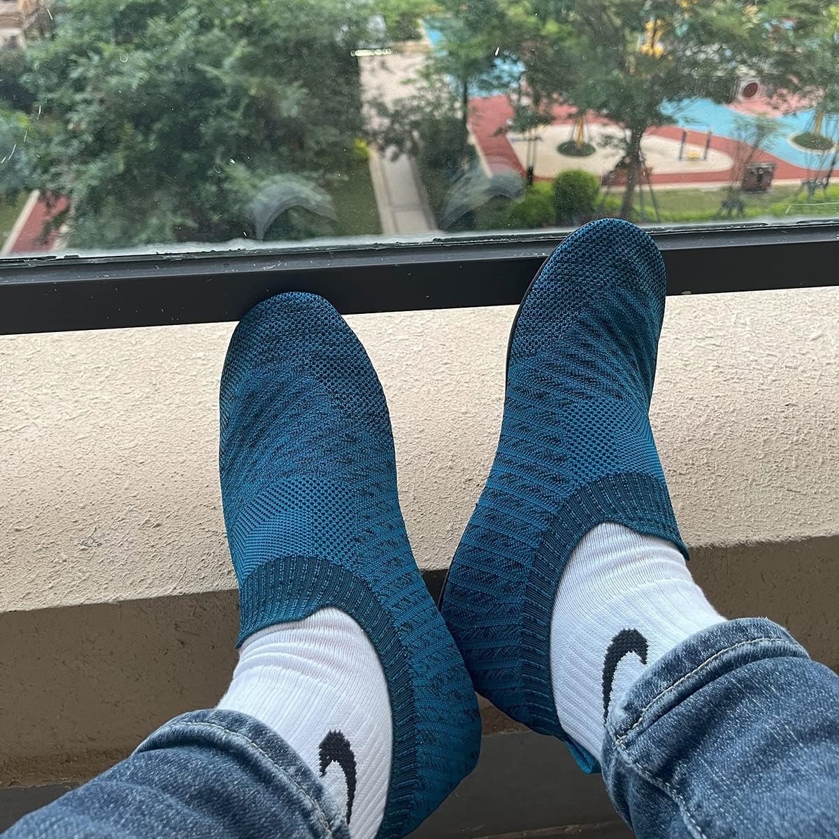 QZKDM Lightweight Slip on Grip Indoor House Slippers Barefoot Non Slip Home Exercise Yoga Shoes for Men Women