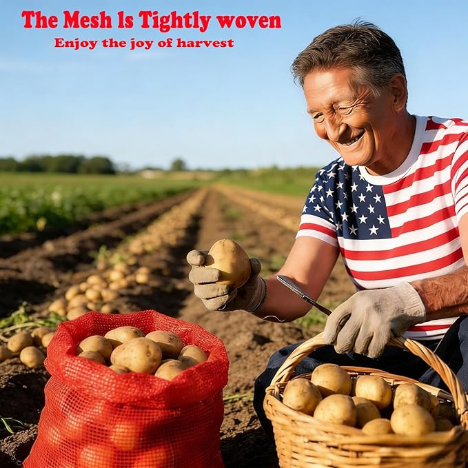 Mesh Onion Bags-10 Pack Reusable Vegetable Storage Bags with Drawstring, Breathable Mesh Produce Bags for Potatoes, Onions, Garlic, Fruits, Fresh for Kitchen Pantry Organization (Pack of 10)