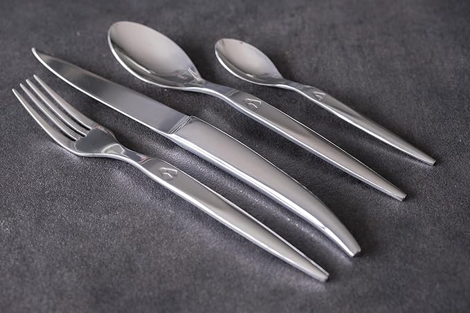 Laguiole Heritage Dinnerware Set; Luxury French Flatware in Premium Stainless Steel; Features Knives, Forks, Spoons with Ergonomic Handles; Dishwasher Safe; 4 Person Sets; Silver, 16-Piece