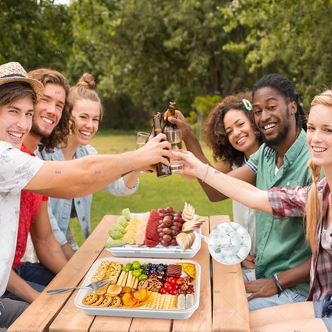 Airtight Snack Storage Container with Cutting Board Lid – Dishwasher Safe, Stackable Food Box with Ice Pack Compartment & Removable Divider for Fridge, Picnic & Travel