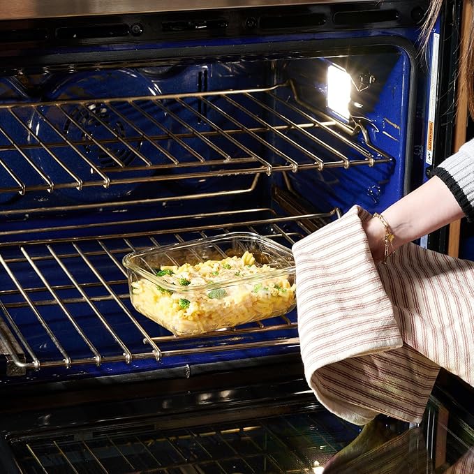 4pc Set - 8 Cup/64oz Large Glass Food Storage Containers with Lids Airtight Meal Prep Container with Lid Lock - Freezer Microwave & Oven Safe Clear Lunch Bowl Stackable Baking Pantry Organizer (2Pack)