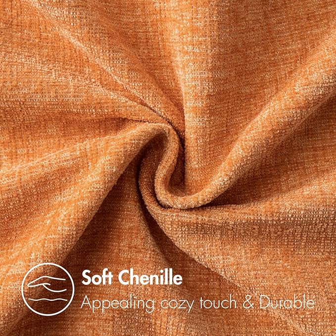 MIULEE Pack of 2 Orange Throw Pillow Covers 18x18 Inch Soft Chenille Pillow Covers for Sofa Living Room Couch Solid Dyed Cases