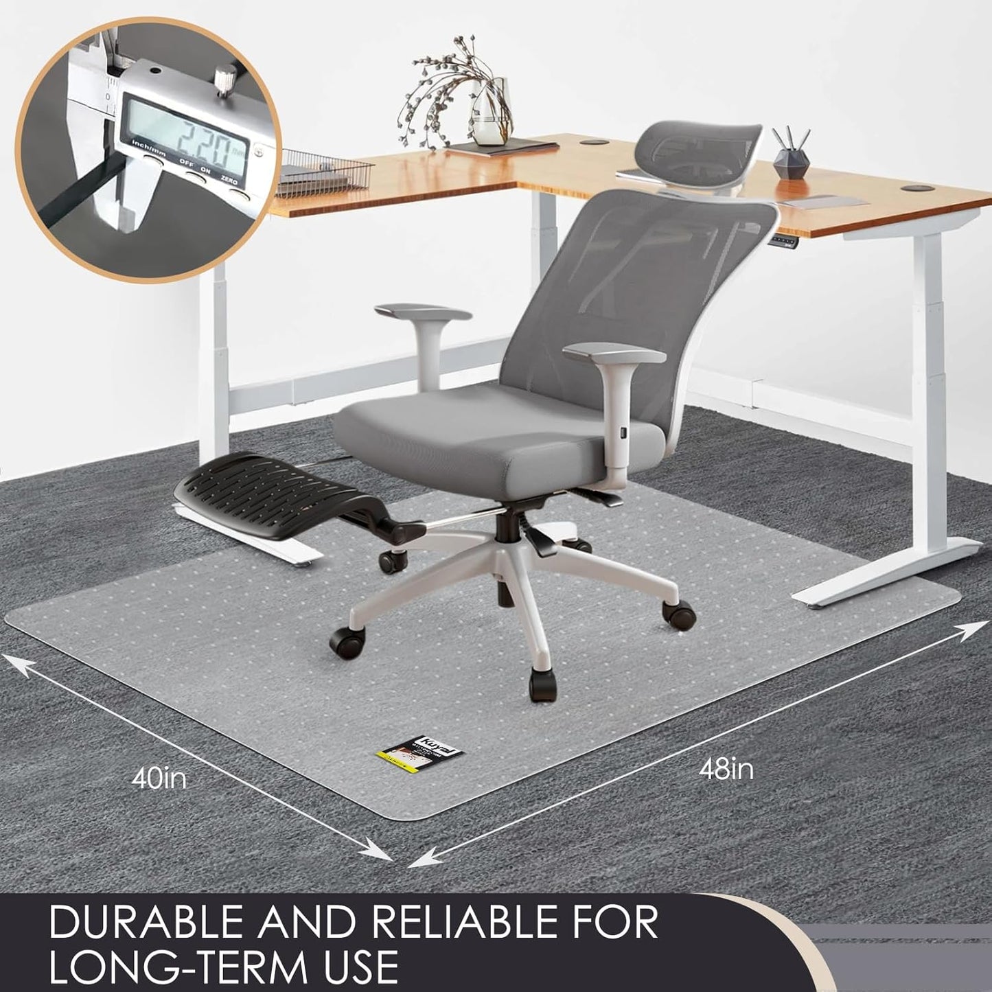 Kuyal Office Chair Mat for Carpet, 40x48 Clear Heavy Duty Computer Chair Mat, Under Desk Protector Carpeted Floors Mat, Easy Chair Movement,Ship Flat
