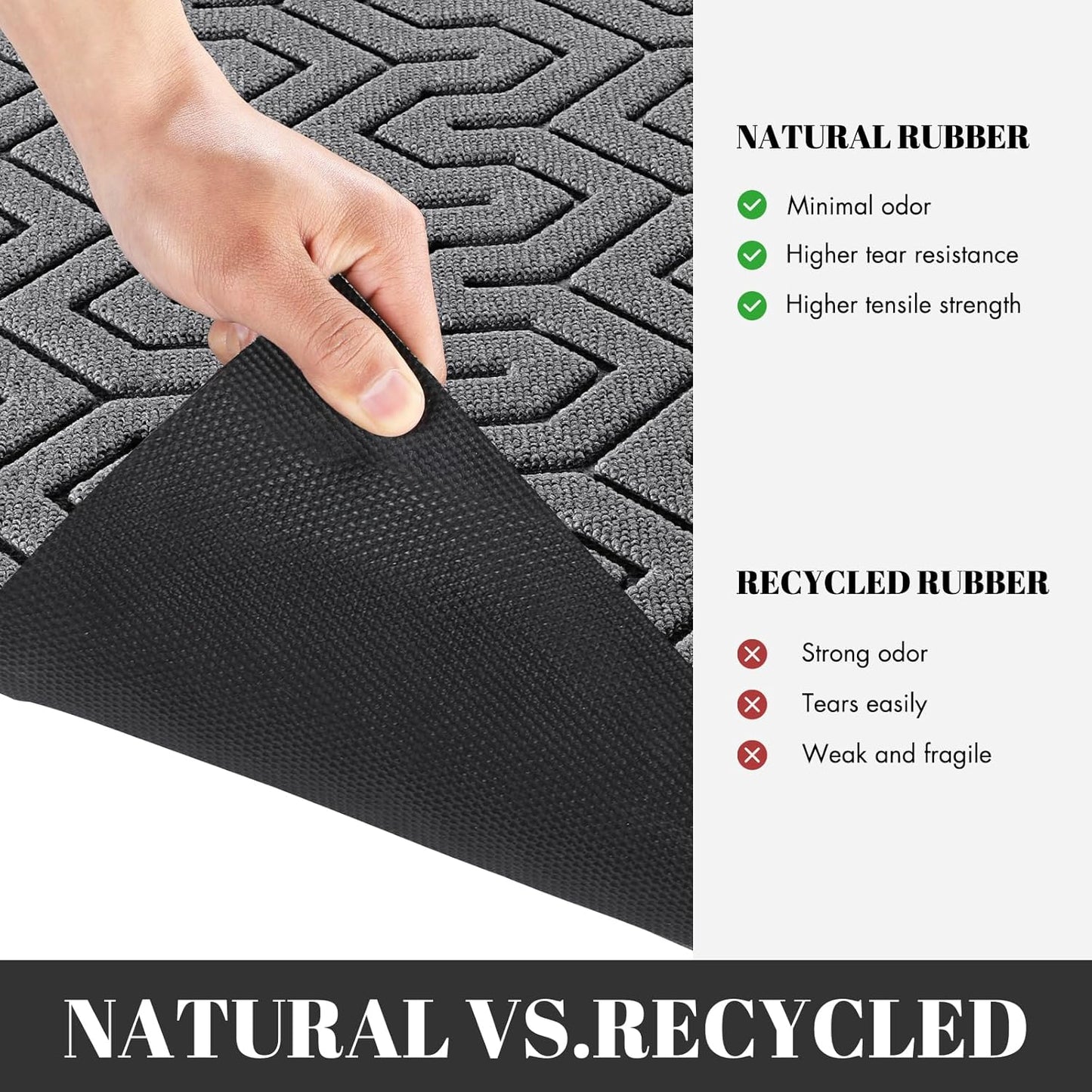 Yimobra Extra Large Door Mat Outside Entrance 60x32, Waterproof Heavy Duty Outdoor Mats for Front Door, Non Slip Rubber Entry Mat for Garage Patio, Easy Clean, Grey