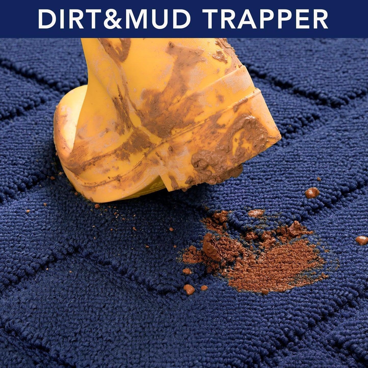 hicorfe Indoor Doormat,Front Back Door Mat Rubber Backing Non Slip Door Mats 20"x48" Absorbent Resist Dirt Entrance Doormat Inside Floor Mats for Entryway Washable Low-Profile(Navy Blue)