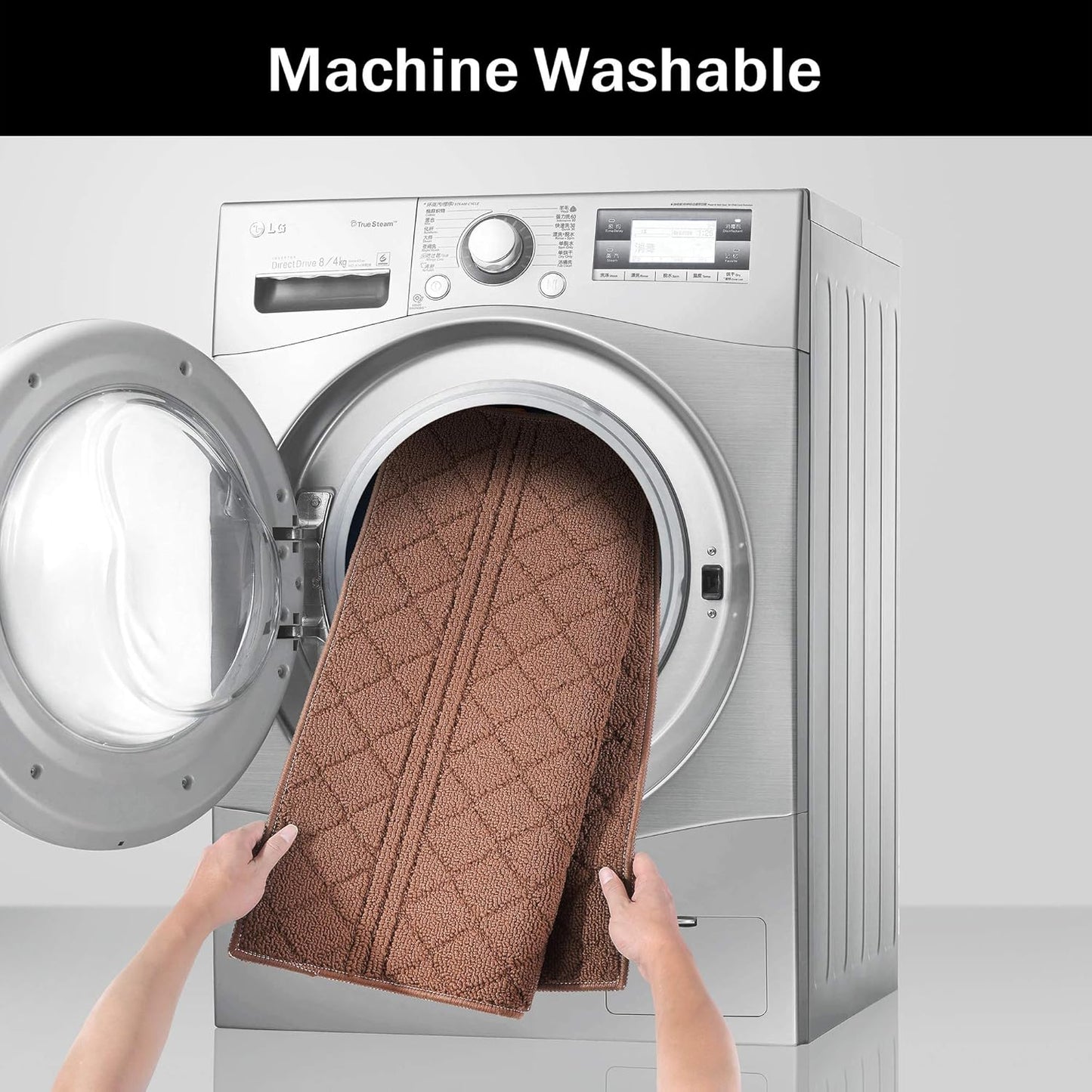 REFETONE Indoor Doormat, Front Back Door Mat 32"x48" Absorbent Rubber Backing Non Slip Door Mats, Low-Profile Resist Dirt Rugs, Machine Washable Door Rug Inside Floor Mat for Entryway, Chocolate