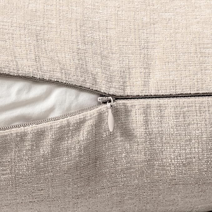 MIULEE Pack of 2 Couch Throw Pillow Covers 12x20 Inch Soft Light Brown Chenille Pillow Covers for Sofa Living Room Solid Dyed Pillow Cases