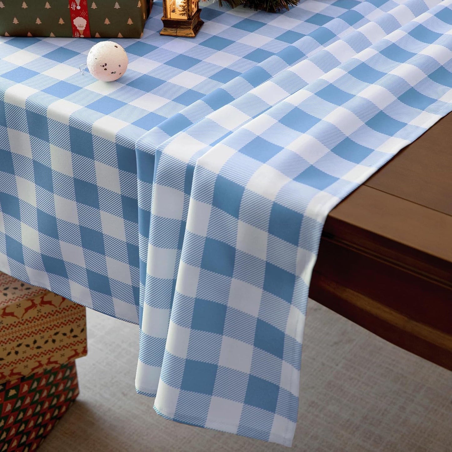 Classic Gingham Buffalo Tablecloth Fabric - Oblong 58x144 Inch Water Proof Checkered Table Cloth for Indoor Outdoor - Table Cover for Birthday, Picnics, BBQs, and Parties