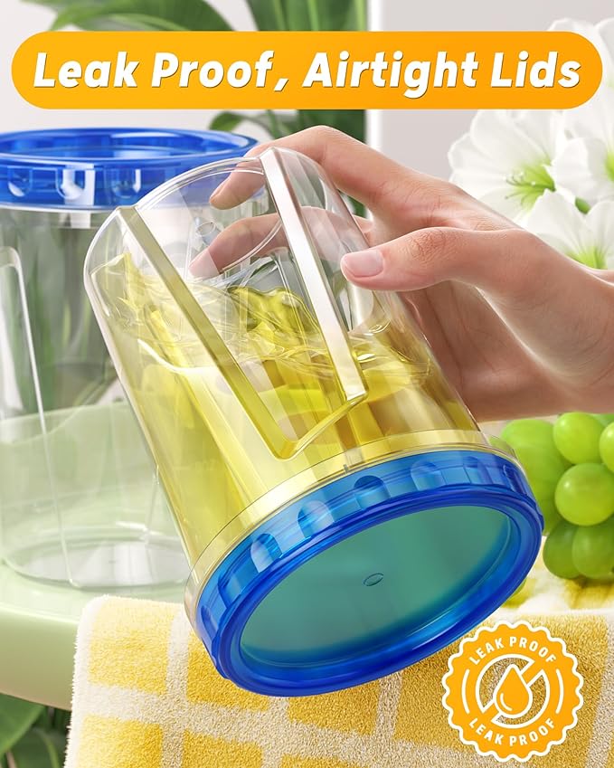 6 Pack-34 oz Freezer Storage Containers, Plastic Food Storage Containers with Twist Top Lids, BPA Free and Reusable Soup Containers with Lids, Leakproof/Microwave/Dishwasher Safe