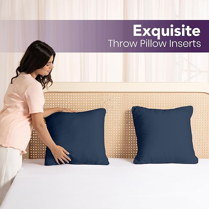 Utopia Bedding 20x20 Pillow Inserts, Set of 2, Navy – Indoor Decorative Throw Pillows for Bed, Sofa & Couch – Soft, Supportive & Fluffy Cushion Inserts