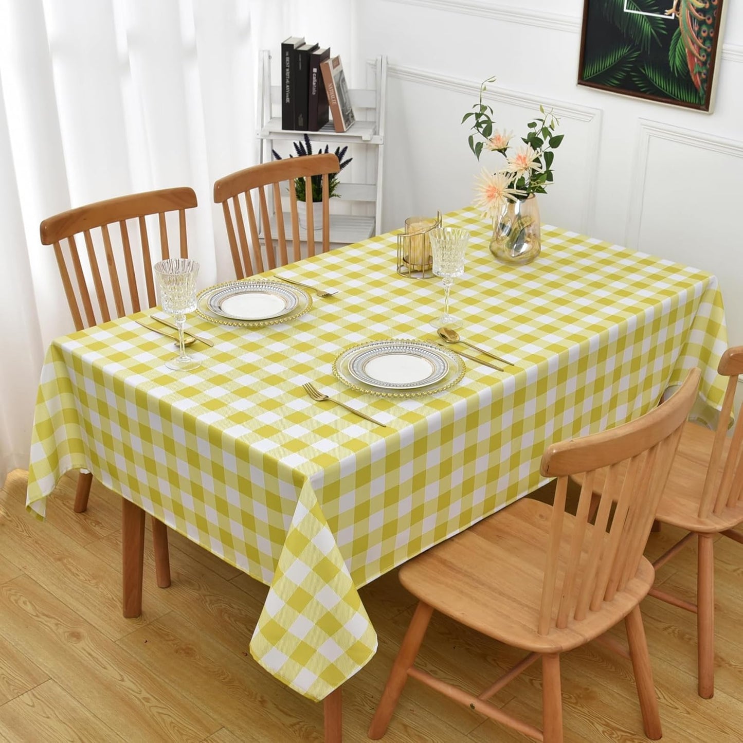 Classic Gingham Buffalo Tablecloth Fabric - Oblong 58x144 Inch Water Proof Checkered Table Cloth for Indoor Outdoor - Table Cover for Birthday, Picnics, BBQs, and Parties