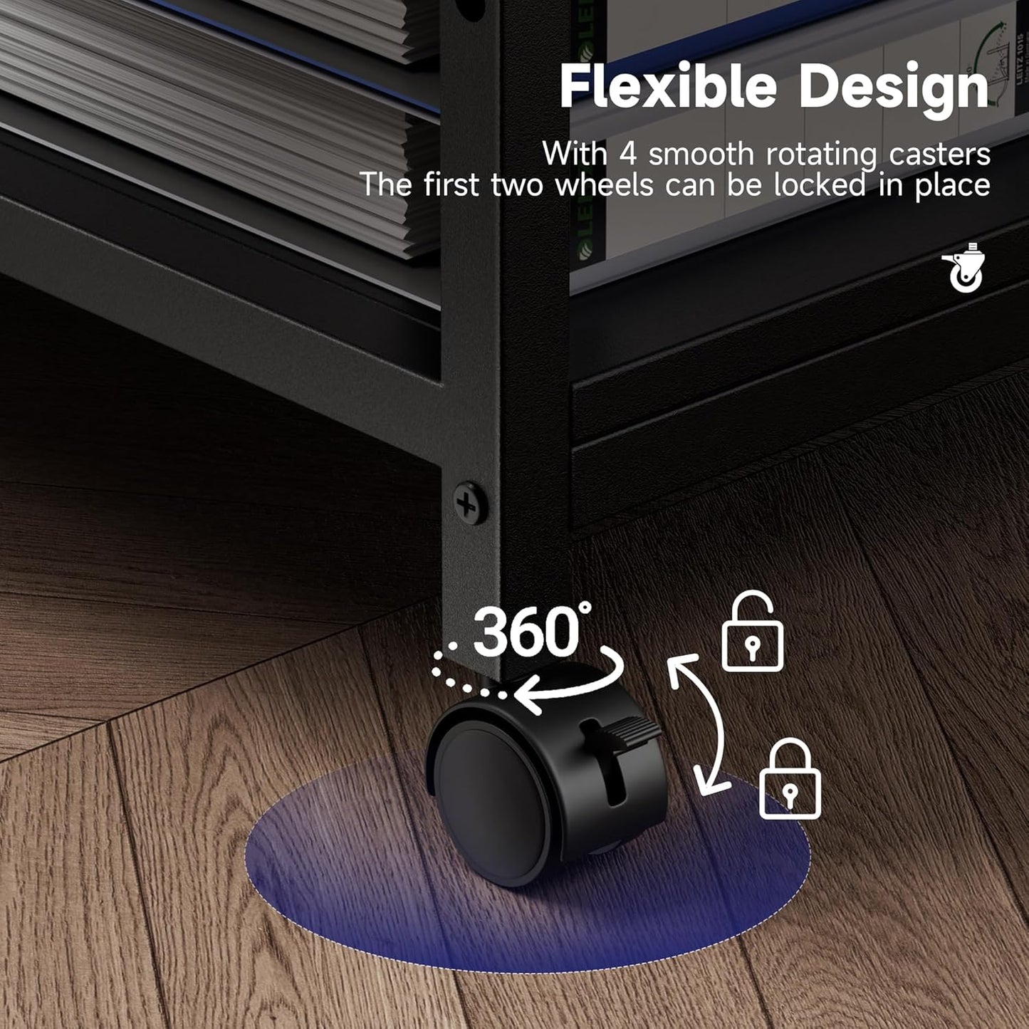 Printer Stand, 20×16×28'' Metal Printer Table with Wheels, 3 Tier Rolling Cart with Adjustable Storage Shelf, Space Saving 3D Printer Desk for Home Office, Mini Fridge & Heat Press Stand, Black