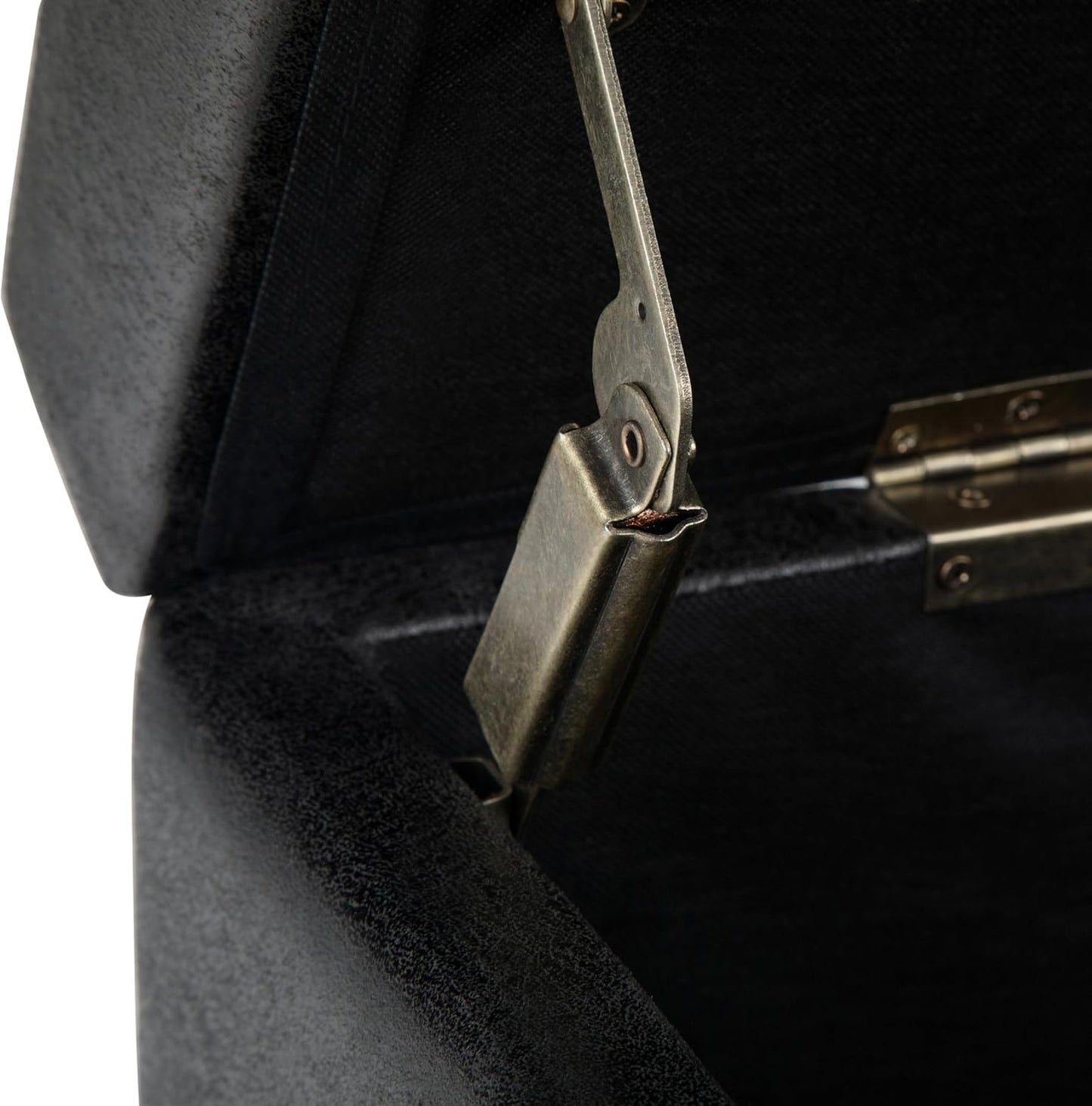 SIMPLIHOME Avalon 48 inch Wide Contemporary Rectangle Storage Ottoman Bench in Distressed Black Distressed Vegan Faux Leather, Assembled, For the Living Room, Entryway and Family Room