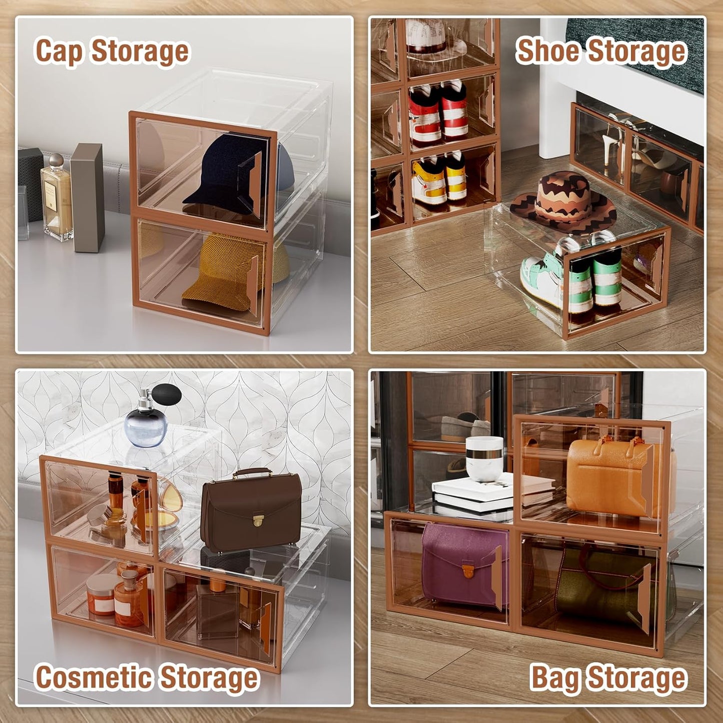 Shoe Storage Boxes Stackable, X-Large Plastic Clear Shoe Organizers with Magnetic Door, Thicken & Sturdy Sneaker Containers, Toy Storage Organizer Bins for Entryway, Closet, Under Bed