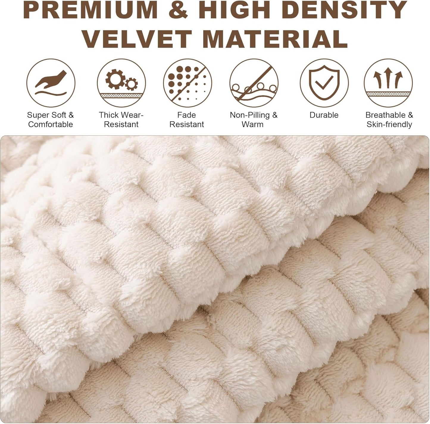 OTOB Couch Covers for 3 Cushion Sofa Pet Friendly, All Seasons Non Slip Plush Fuzzy Sofa Covers Washable, Soft Cozy Dog Bed Mat Sofa Slipcovers Furniture Protector (Cream, 27.6" x 82.7")
