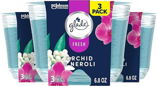 Glade Orchid & Neroli 3-Wick Candle, 6.8 Oz, 3 Count