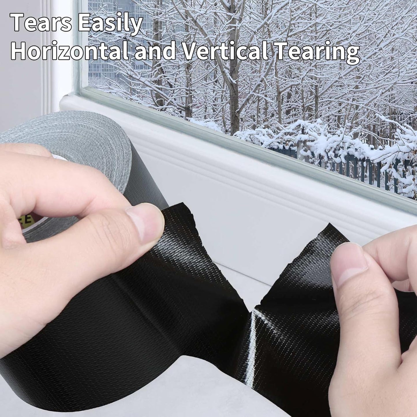 Cloth Duct Window Seal Strip Tape for Winter, 1.89in x 66FT, Weather Stripping Sealing Insulation Tape for Windows and Door, Easy Tear Sealer Draft Blocker Black