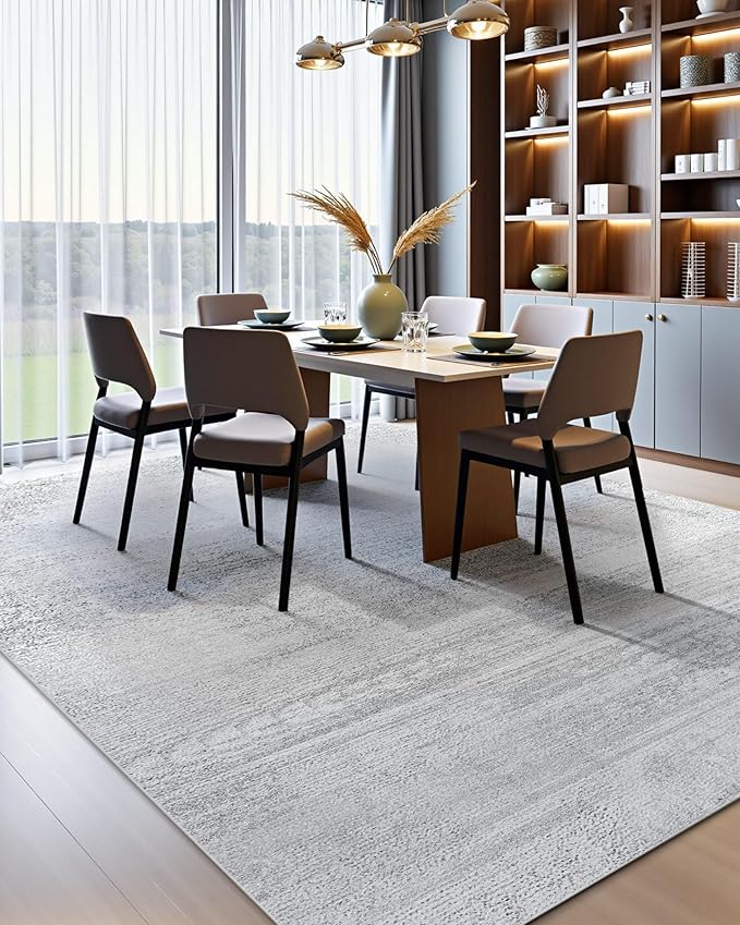 VEVOR 10 x 14 ft Area Rug Large Washable Rug Non-Slip and Tear-Resistant Soft Carpet Pet & Child Friendly Modern Area Rugs Indoor Mat for Bedroom Office Living Room Kids Room Entryway Gray