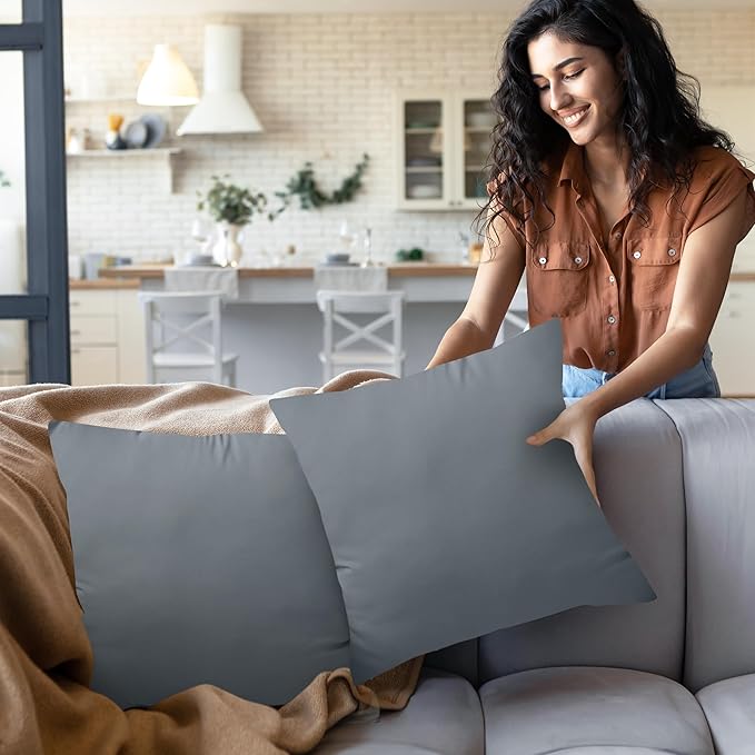 Utopia Bedding 22x22 Pillow Inserts, Set of 2, Grey – Indoor Decorative Throw Pillows for Bed, Sofa & Couch – Soft, Supportive & Fluffy Cushion Inserts