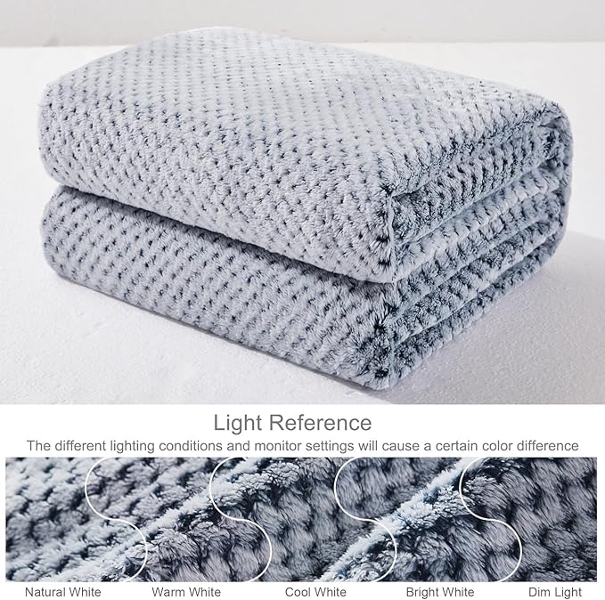 Exclusivo Mezcla Fleece Bed Blanket King Size, Super Soft and Warm Blankets for Couch, Sofa and Bed Waffle Textured, Cozy, Fuzzy and Lightweight (Mixed Navy Blue, 90x104 Inches)