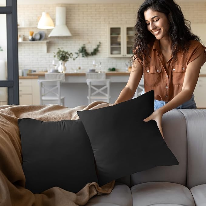 Utopia Bedding 22x22 Pillow Inserts, Set of 2, Black – Indoor Decorative Throw Pillows for Bed, Sofa & Couch – Soft, Supportive & Fluffy Cushion Inserts